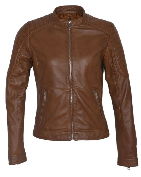 Veste en Cuir Betty cognac
