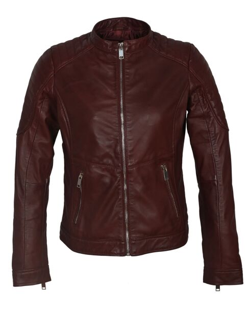 Veste en Cuir Betty bordeaux
