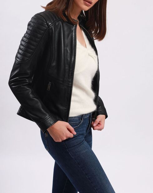 Veste en Cuir Betty noire