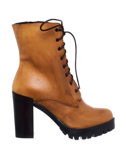 Bottines en Cuir Léna camel - Talon 10 cm