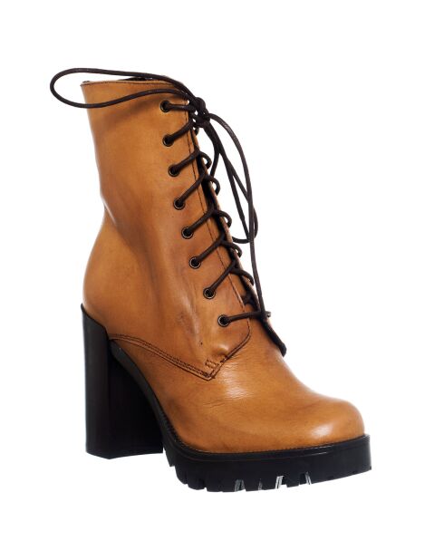 Bottines en Cuir Léna camel - Talon 10 cm