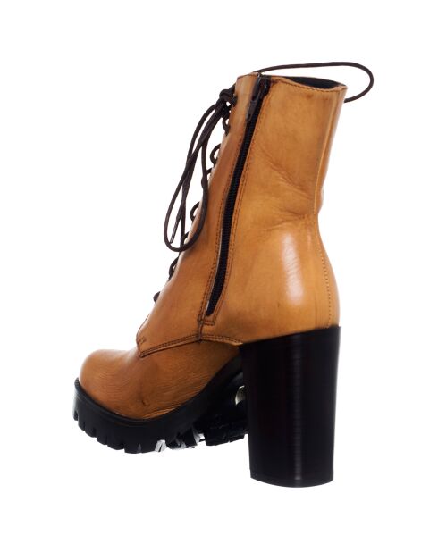 Bottines en Cuir Léna camel - Talon 10 cm