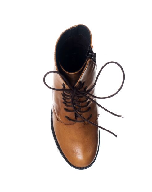Bottines en Cuir Léna camel - Talon 10 cm