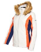 Veste de ski Sella fausse fourrure écru/orange
