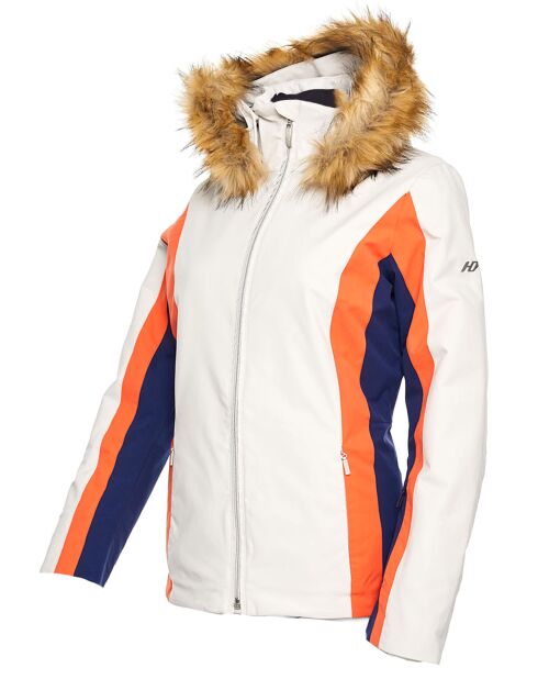 Veste de ski Sella fausse fourrure écru/orange