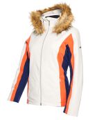 Veste de ski Sella fausse fourrure écru/orange