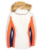 Veste de ski Sella fausse fourrure écru/orange
