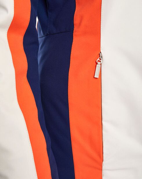 Veste de ski Sella fausse fourrure écru/orange