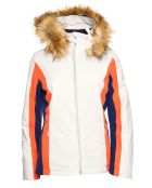 Veste de ski Sella fausse fourrure écru/orange