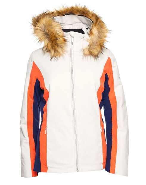 Veste de ski Sella fausse fourrure écru/orange