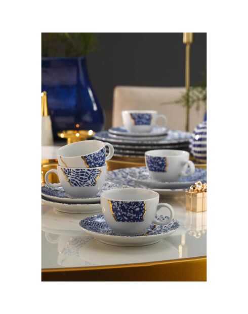 Service à café en Porcelaine multicolore - 12 pièces