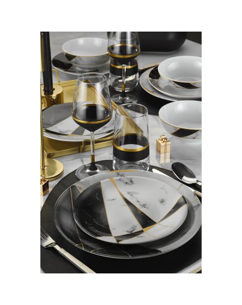 Service de table en Porcelaine multicolore - 24 pièces