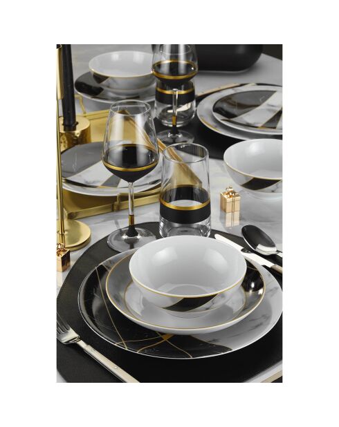 Service de table en Porcelaine multicolore - 24 pièces