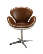 Fauteuil nevada vintage cuir et aluminium Gaston marron  - 68x62x89 cm