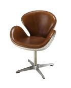 Fauteuil nevada vintage cuir et aluminium Gaston marron  - 68x62x89 cm