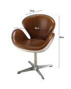 Fauteuil nevada vintage cuir et aluminium Gaston marron  - 68x62x89 cm