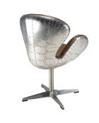 Fauteuil nevada vintage cuir et aluminium Gaston marron  - 68x62x89 cm