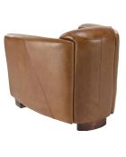 Fauteuil chicago vintage cuir et bois Gaston marron  - 71x82x68 cm