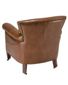 Fauteuil verone vintage cuir pieds bois avec roulettes  Gaston marron  - 73x83x78 cm