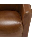 Fauteuil chicago vintage cuir et bois Gaston marron  - 71x82x68 cm