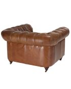 Fauteuil chesterfield 1 place vintage Cuir Gaston marron  - 117x100x73 cm