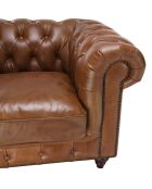 Fauteuil chesterfield 1 place vintage Cuir Gaston marron  - 117x100x73 cm