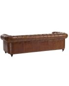 Canapé chesterfield 3 places vintage Cuir Gaston marron  - 247x99x73 cm