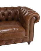 Canapé chesterfield 3 places vintage Cuir Gaston marron  - 247x99x73 cm