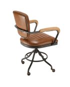 Fauteuil desk vintage cuir à roulettes  Albane marron  - 62x56x98 cm