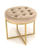 Tabouret velours taupe avec boutons pieds croisés Albane taupe - 41x41x39 cm