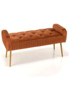 Banc de lit en velours Albane orange - 103x40x53 cm