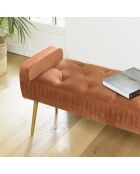 Banc de lit en velours Albane orange - 103x40x53 cm