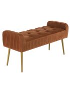 Banc de lit en velours Albane orange - 103x40x53 cm