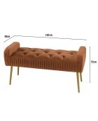 Banc de lit en velours Albane orange - 103x40x53 cm