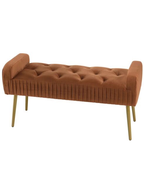 Banc de lit en velours Albane orange - 103x40x53 cm