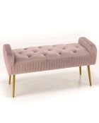 Banc de lit en velours Albane rose - 103x40x53 cm