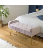 Banc de lit en velours Albane rose - 103x40x53 cm