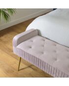 Banc de lit en velours Albane rose - 103x40x53 cm