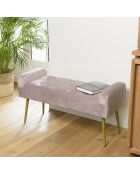 Banc de lit en velours Albane rose - 103x40x53 cm