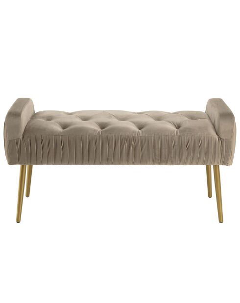 Banc de lit en velours Albane taupe - 103x40x53 cm