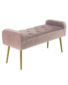 Banc de lit en velours Albane rose - 103x40x53 cm