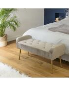 Banc de lit en velours Albane taupe - 103x40x53 cm