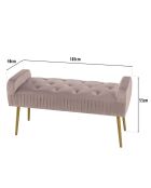 Banc de lit en velours Albane rose - 103x40x53 cm