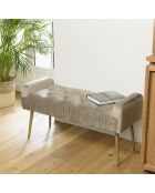 Banc de lit en velours Albane taupe - 103x40x53 cm