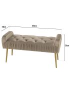 Banc de lit en velours Albane taupe - 103x40x53 cm