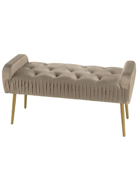 Banc de lit en velours Albane taupe - 103x40x53 cm