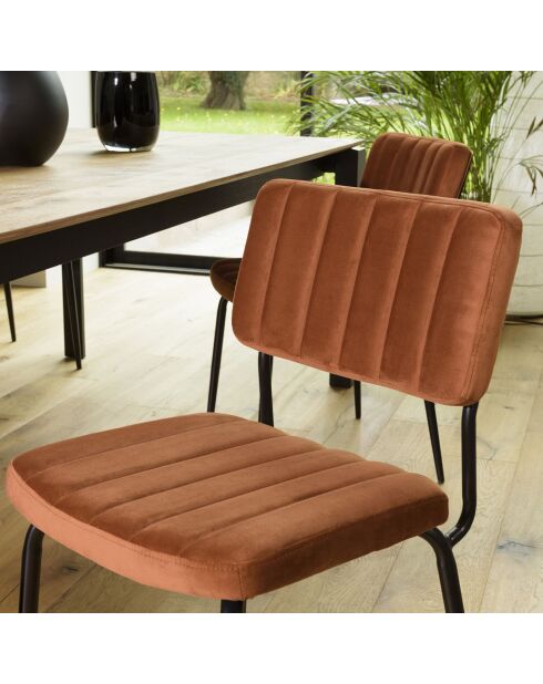 Chaise velours Albane orange - 52x56x81 cm