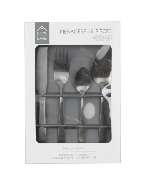 Ménagère noire - 16 pièces