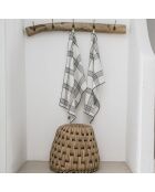 2 Torchons en Coton Madras noirs - 50x75 cm