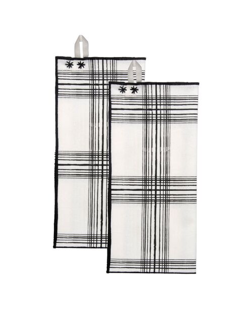 2 Torchons en Coton Madras noirs - 50x75 cm